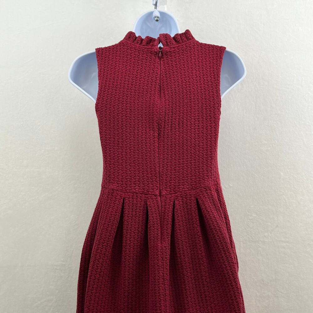 Anthropologie Ganni Burgundy Pinnacle Pleated Sleeveless Fit & Flare Dress  XS - Picture 5 of 15